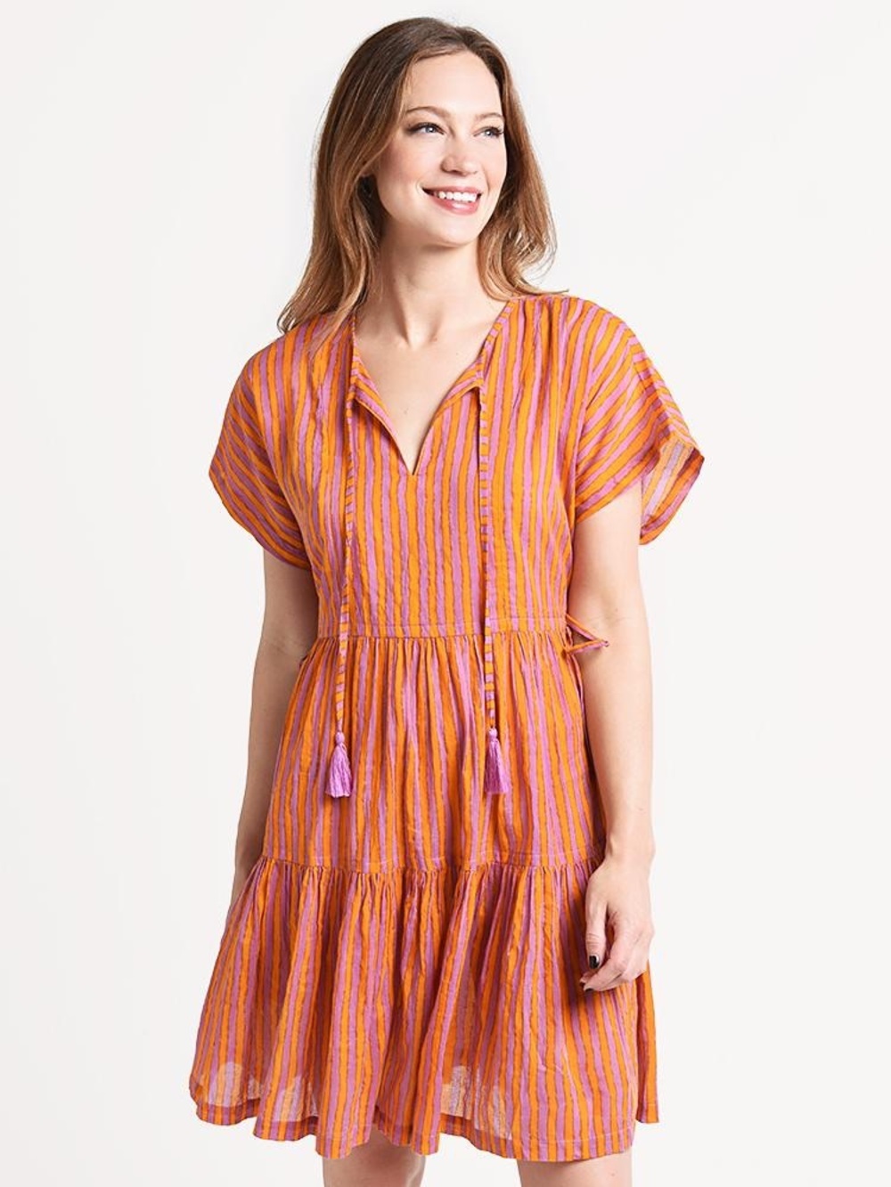 Side Tie Tassel Short Dress